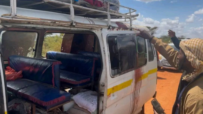 image Six people were killed and three injured after suspected militia attacked a passenger matatu along the Mandera-Arabia road, police said.