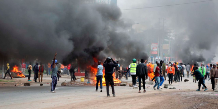 Protesters in Kitengela light bonfires and barricade roads during national protests against rising fuel prices on May 18, 2026. Kenya faces a Sh25bn fuel bill linked to the Iran war as global oil prices surge, driving inflation, transport costs and economic pressure.