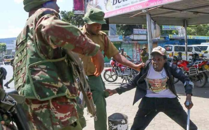 A person with a disability during an encounter with police at the June 25 Gen Z anniversary protests. NGEC has called for accountability over the incident.