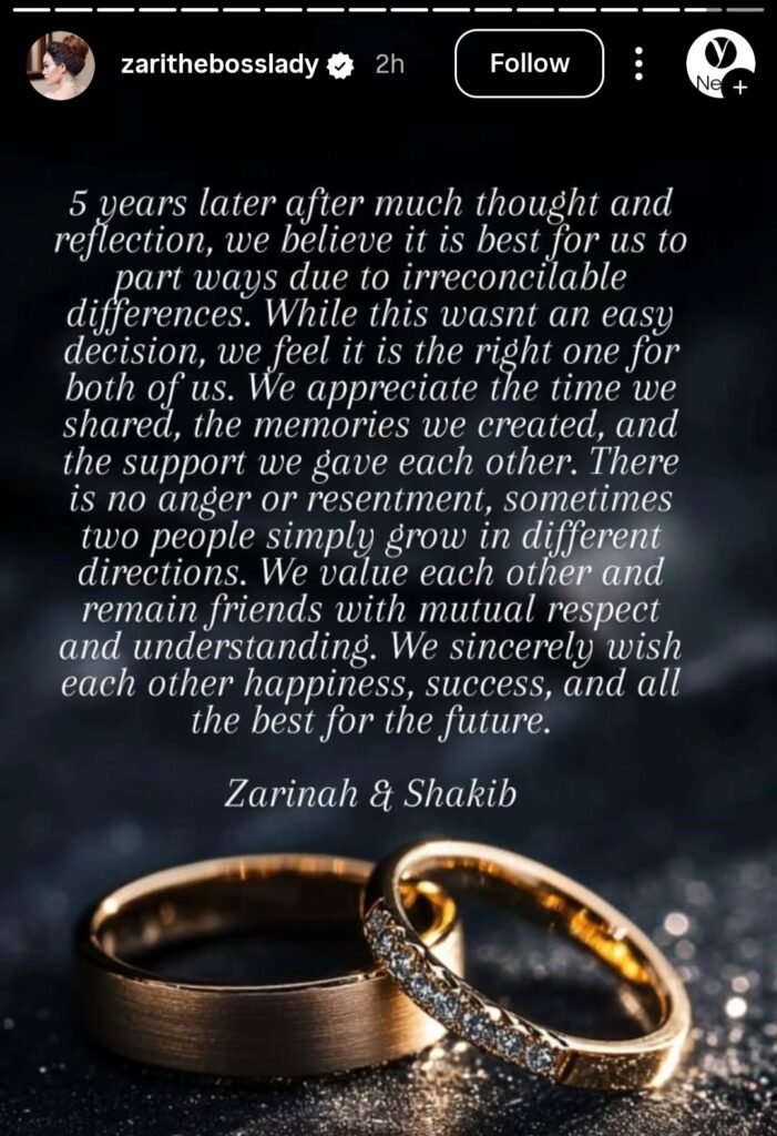 A screenshot srom Zari's Instagram stories