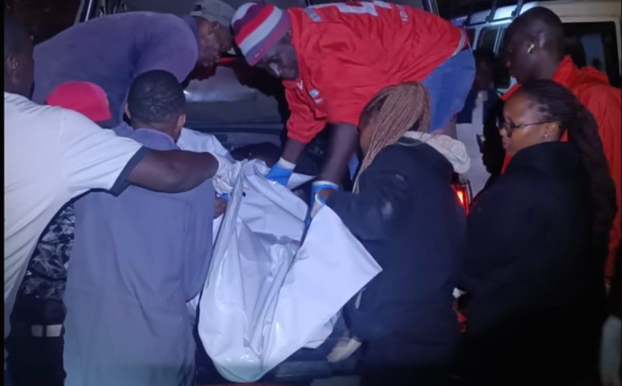 An overturned matatu along Enterprise Road as emergency responders assist injured passengers. An overturned matatu along Enterprise Road as emergency responders assist injured passengers.
