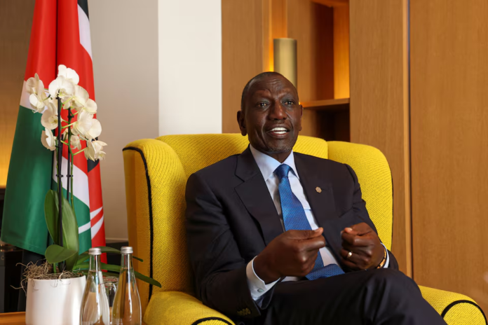 Kenya's President William Ruto attends an interview with Reuters on the sidelines of the G7 summit in Evian-les-Bains, France, June 17, 2026. President William Ruto invites Arsenal to visit Kenya after thousands of fans celebrated the club’s Premier League title in Nairobi.