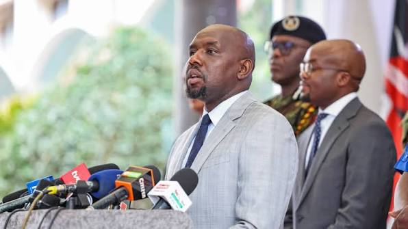 Interior Cabinet Secretary Kipchumba Murkomen addresses media. 