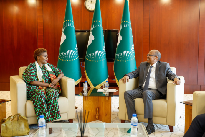 AU Commission Chairperson Mahmoud Ali Youssouf lauds South Africa’s support for peace, development and preservation of AU archives.