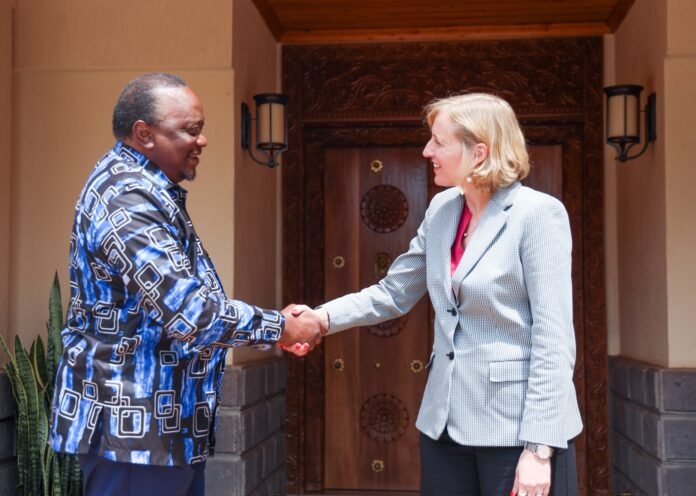 Uhuru Susan Burns meeting Former President Uhuru Kenyatta hosted US Chargé d'Affaires Susan Burns at his Ichaweri home as Washington continues engagements with Kenya's political leaders.