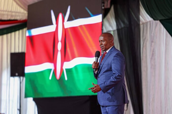 Kindiki 2032 campaigns Deputy President Kithure Kindiki addressing a public gathering in Elgeyo Marakwet County.