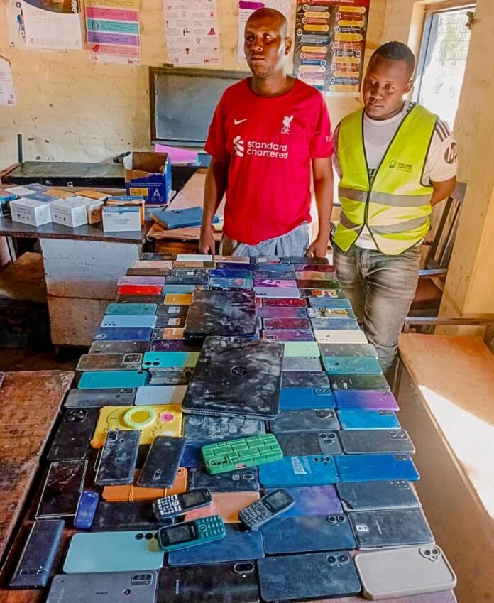Garissa police raid Phones Police have recovered 105 suspected stolen mobile phones, two laptops and phone accessories during a raid in Madogo Township, Garissa County. Two suspects have been arrested.