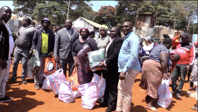 Westlands MP Tim Wanyonyi has distributed relief food and essential supplies to more than 200 families displaced by the Githogoro fire in Karura Ward.