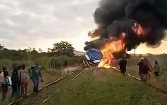 Magadi train fire Kenya Kenya Railways has confirmed a Magadi cargo train caught fire at Simba Station in Makueni, with investigations underway into the cause.
