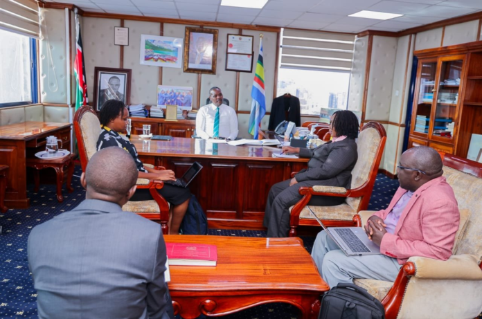 Principal Secretary Festus Ng'eno reviews progress of the CHERISH Programme, aimed at restoring the Cherangany Hills Water Tower and improving livelihoods.