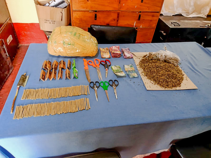 suspects Timau drug bust Police arrested two suspects during an anti-narcotics operation in Timau, Meru County, recovering cannabis, processing equipment and other exhibits linked to drug trafficking.