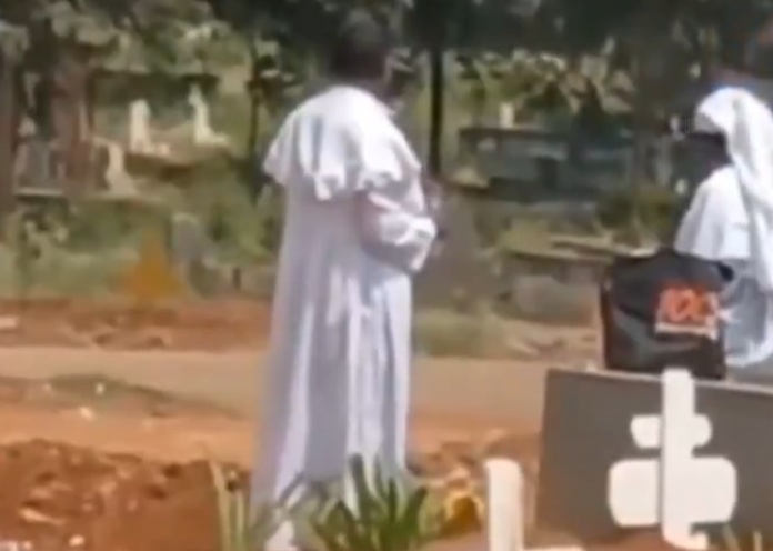 Lang'ata Cemetery viral video A viral video recorded at Nairobi's Lang'ata Cemetery has sparked debate after showing men removing and burning flowers at a freshly covered grave.