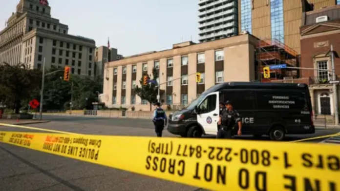 Shots were fired at the US Consulate in Toronto, prompting a counterterrorism investigation. No injuries were reported as police search for suspects.