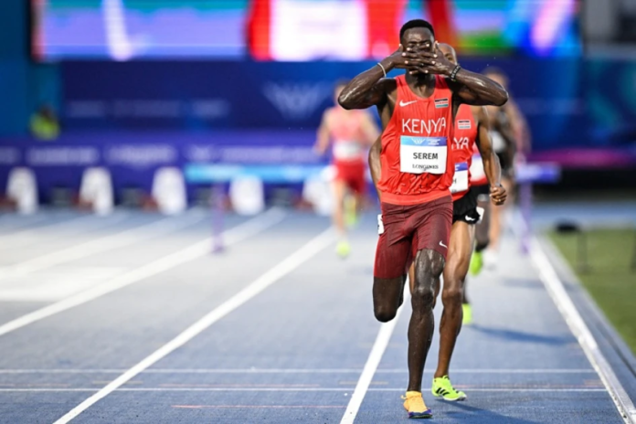 Edmund Serem won Kenya's first gold medal at the 2026 Commonwealth Games after leading a historic Kenyan clean sweep in the men's 3,000m steeplechase in Glasgow.