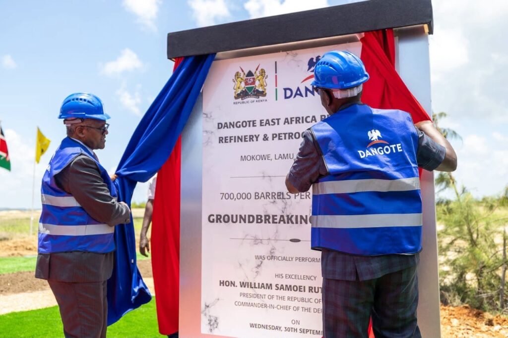 President William Ruto and Dangote Group President Aliko Dangote during the groundbreaking ceremony for the Dangote East Africa Refinery in Lamu on September 30, 2026.